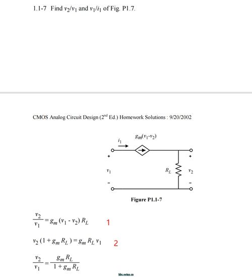 《艾伦CMOS模拟集成电路设计》第二版习题P1.1-6与P1.1-7解析 从经典教材到Analog/RF IC设计论坛探讨